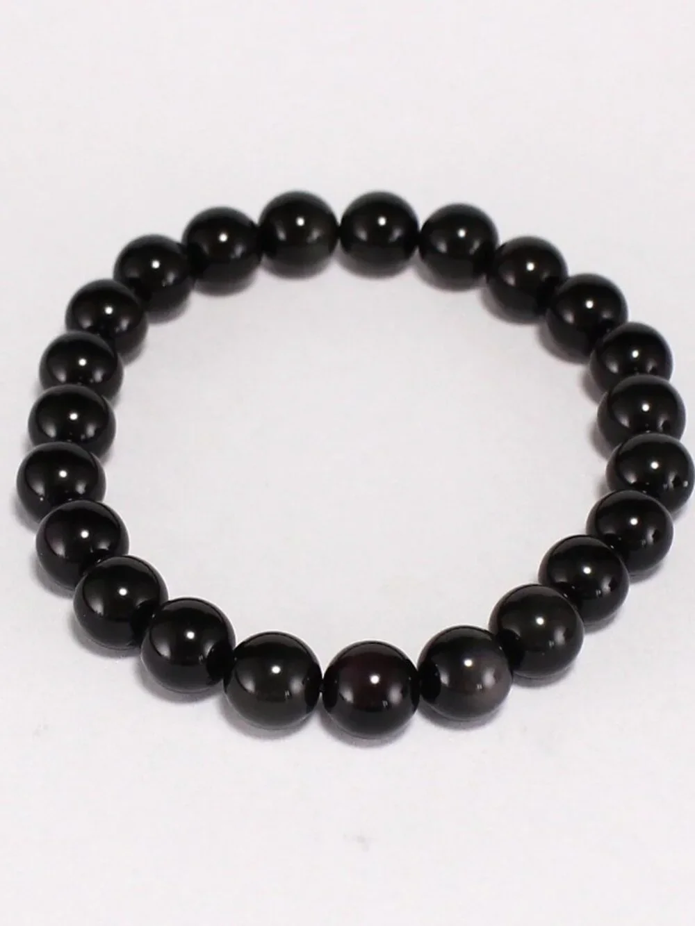 Natural Gold Sheen Obsidian Bracelet 15.82g 8mm Beads Golden Cat Eye Certified